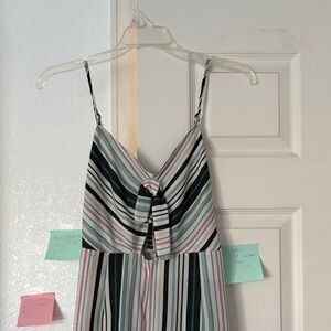 Striped Sleeveless Dress with Tie Front